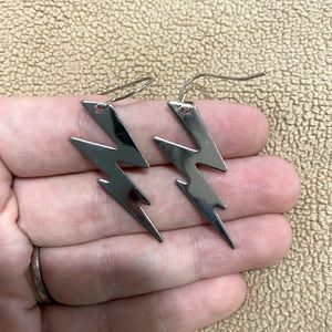 Silver lightning bolt ear rings